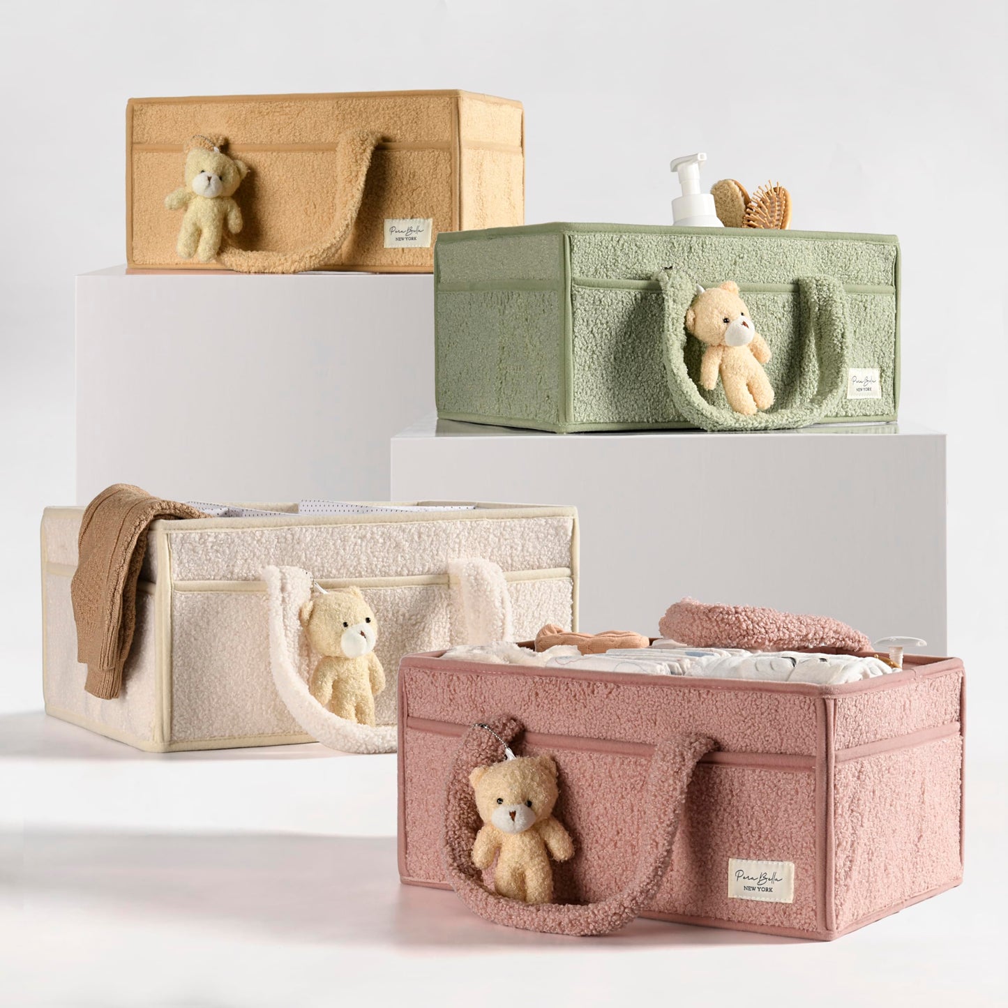PeraBella Baby Diaper Caddy Organizer with Handle, Boy & Girl Shower Gift Basket, Portable Diaper Storage Basket Bin for Wipes, Newborn Baby Essentials Registry Search Must Haves, Car Caddy Organizer