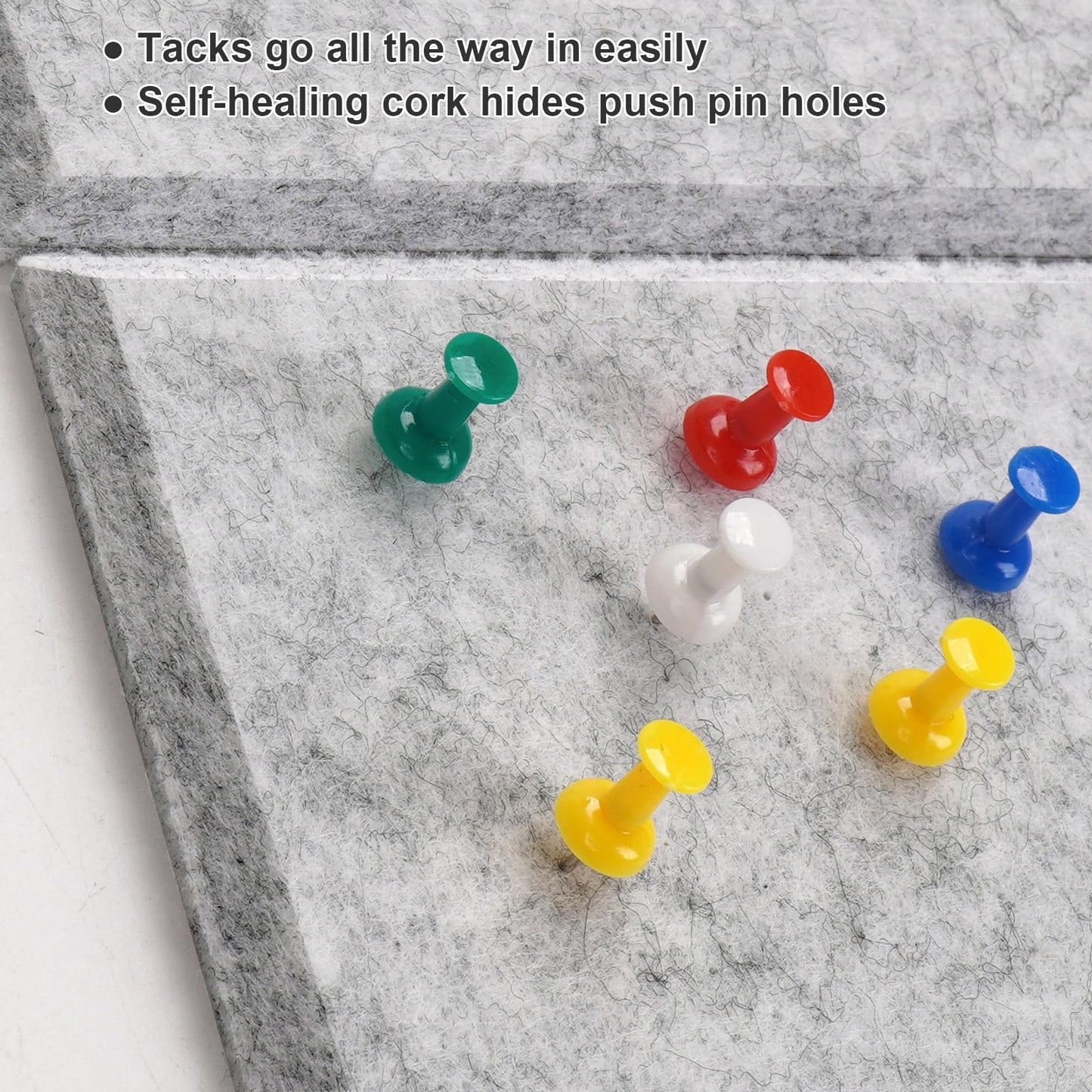 Large Cork Board Alternative 36" X 24" Bulletin Board - 6 Pack Removable Felt Wall Tiles with 15 pushpins, Large Cork Boards for Walls Cork Board for Office Pin Board Tack Board - Silver Gray