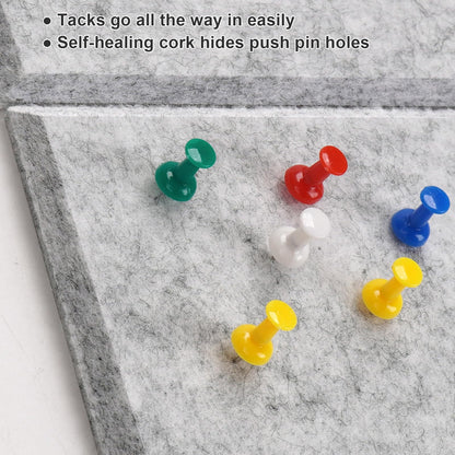 Large Cork Board Alternative 36" X 24" Bulletin Board - 6 Pack Removable Felt Wall Tiles with 15 pushpins, Large Cork Boards for Walls Cork Board for Office Pin Board Tack Board - Silver Gray