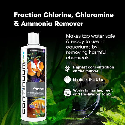 Continuum Aquatics Fraction Water Conditioner for Freshwater & Marine Aquariums – Removes Ammonia, Chlorine & Chloramines – Supports Aquarium Balance – Advanced Water Treatment, 500 ml