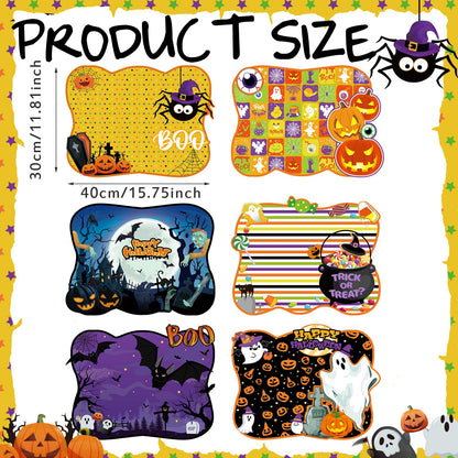 Sunnychicc 6 Pcs Placemats Plastic Happy Table Mats Waterproof Placemat for Kitchen Home Table Party Decoration, 11.81 x 15.75 Inch (Halloween)