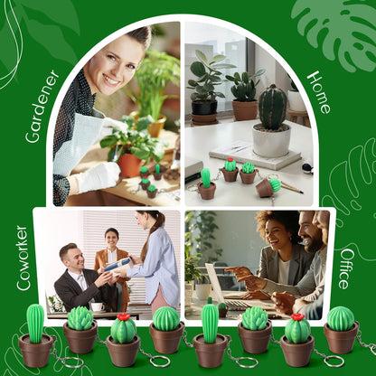 Gerrii 24 Sets Plant Lover Gifts Succulent Cactus 3D Clicker Fidget Keychains Inspirational Cards Bulk 3D Press Stress Relief Sensory Keychain Employee Appreciation Positive Gifts for Coworker Teacher