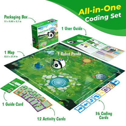 Apitor Robot Panda Coding Robot Activity Set - 48 Pieces, Screen-Free STEM Learning Toy with Smart Sensing & Loops, Educational Programming Gift for Kids Ages 4-5
