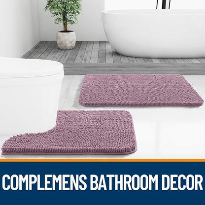 OLANLY Small Bathroom Rugs 24x16, Extra Soft Absorbent Chenille Bath Rugs, Rubber Backing Quick Dry, Machine Washable Bath Mats for Bathroom Floor, Tub and Shower, Home Decor Accessories, Deep Plum
