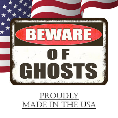 Large Beware of Ghosts Danger Keep Out Halloween Yard Sign Home Outdoor Lawn Decoration With Stakes Scary Spooky Decor 17x13 Inches (Ghosts)