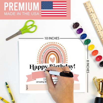Happy Birthday Certificates for Students - 25 Student Birthday Certificates for Kids Classroom Must Haves, Teacher Supplies for Classroom Elementary, Boho Teacher Essentials