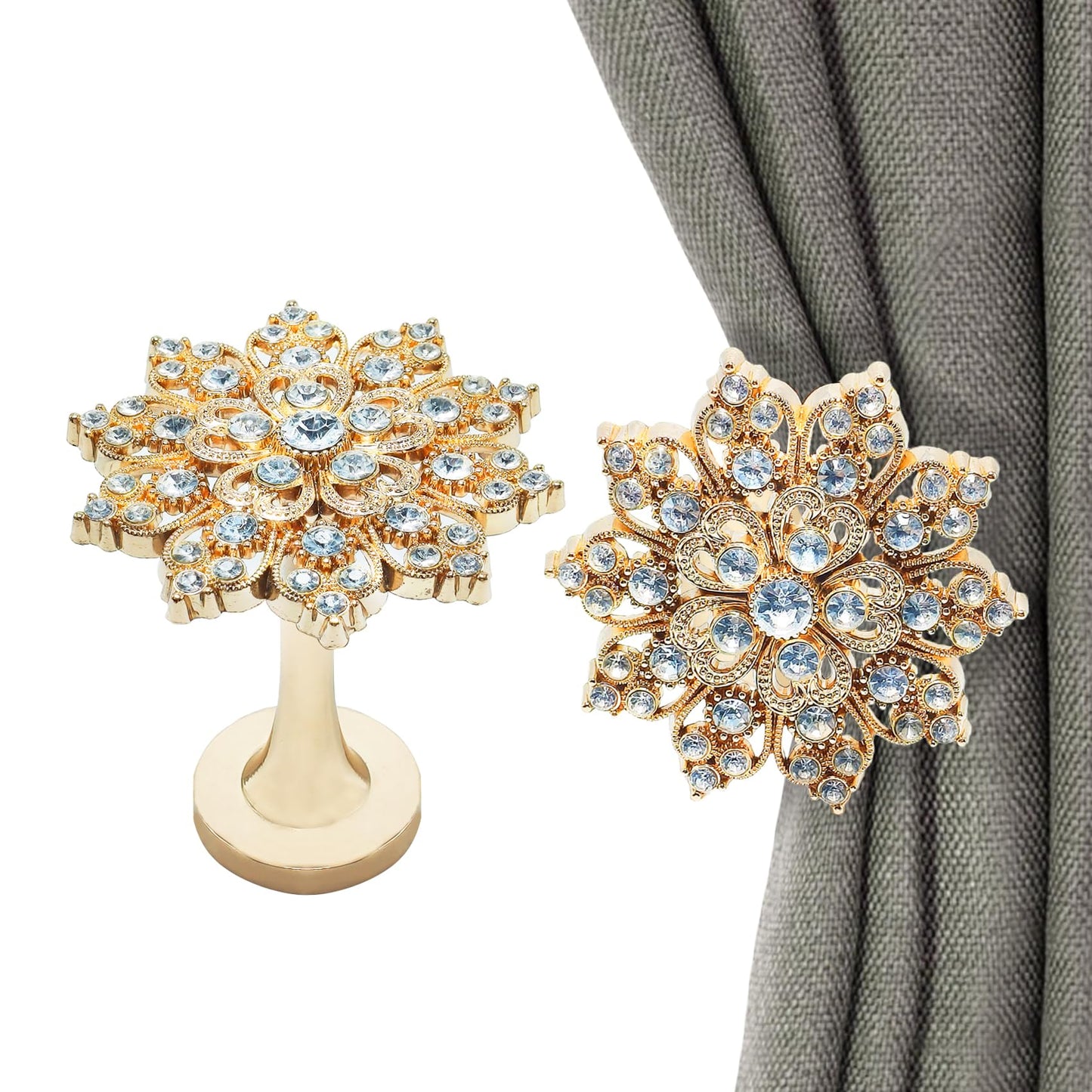 2Pcs Vintage Wall Hook Window Drapery Medallion Holdbacks, MfhdgXAvs Curtain Tiebacks, Wall Hook, Tassel Holder (B)