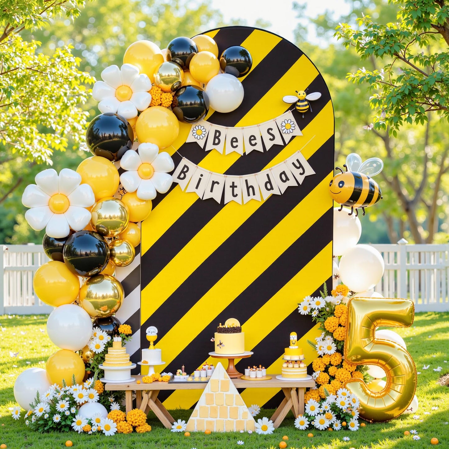 6.6FT Arch Cover Black and Yellow Stripe Bakcdrop Cover Spandex Arch Stand Cover Reversible Striped Arch Backdrop for Baby Shower Birthday Boys Gender Reveal Construction Theme Party Photo Background