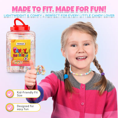 100 Pack Candy Necklaces Individually Wrapped - Bulk Candy - Edible Jewelry for Kids, Party Favors, 80s Nostalgic Treats, Pinata Fillers, Goodie Bags, Retro Events Halloween & Birthday