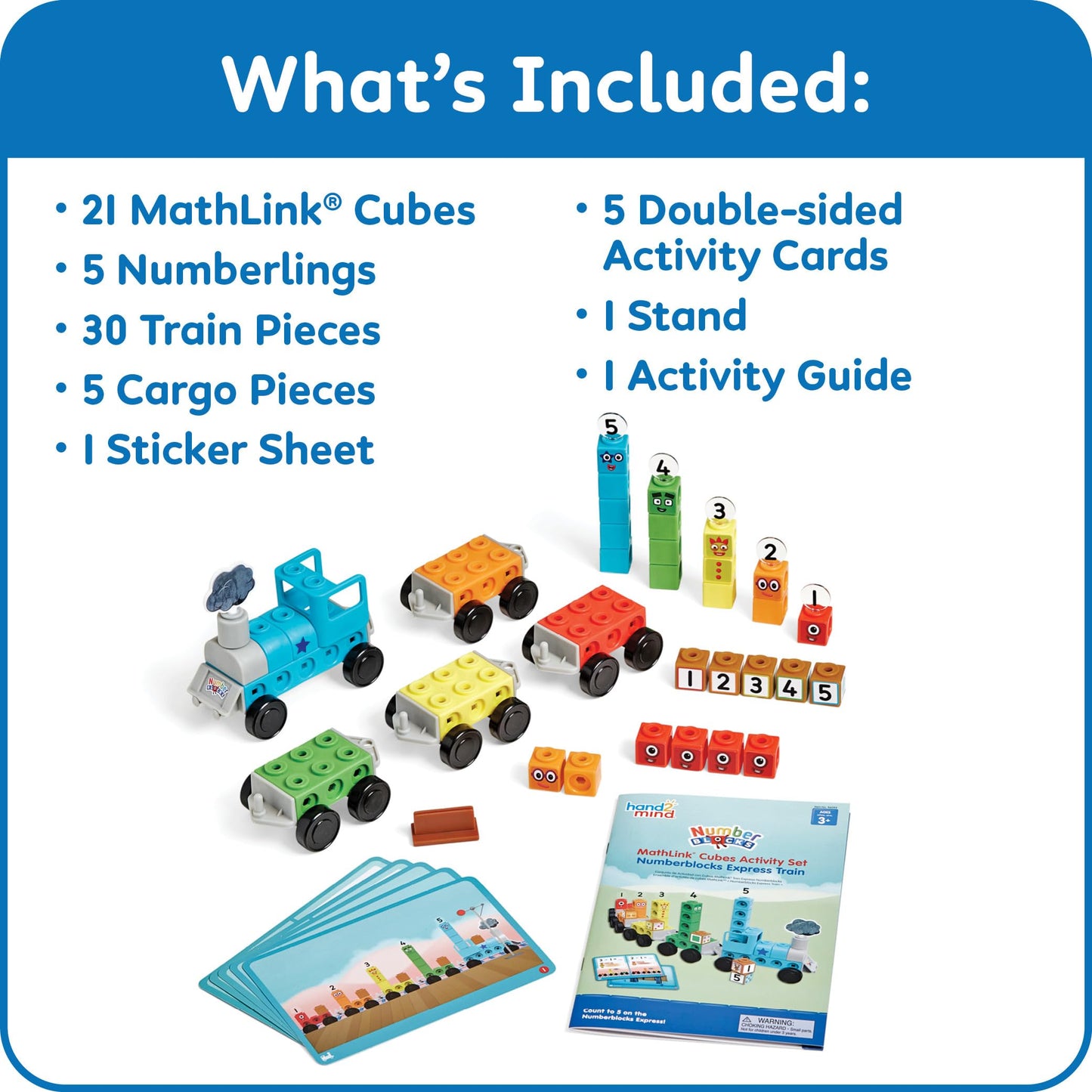 hand2mind Numberblocks Express Train MathLink Cubes Activity Set, Preschool Learning Activities, Train Toy, Counting Blocks, Number Toys, Kids Educational Toys, Math Manipulatives for Preschoolers