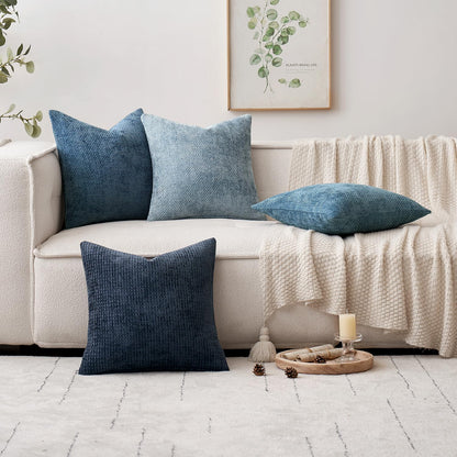 MIULEE Pack of 2 Coastal Blue Throw Pillow Covers 18x18 Inch Summer Modern Boho Accent Decorative Pillow Covers Soft Farmhouse Cushion Covers for Home Decor Couch Bed Sofa Living Room