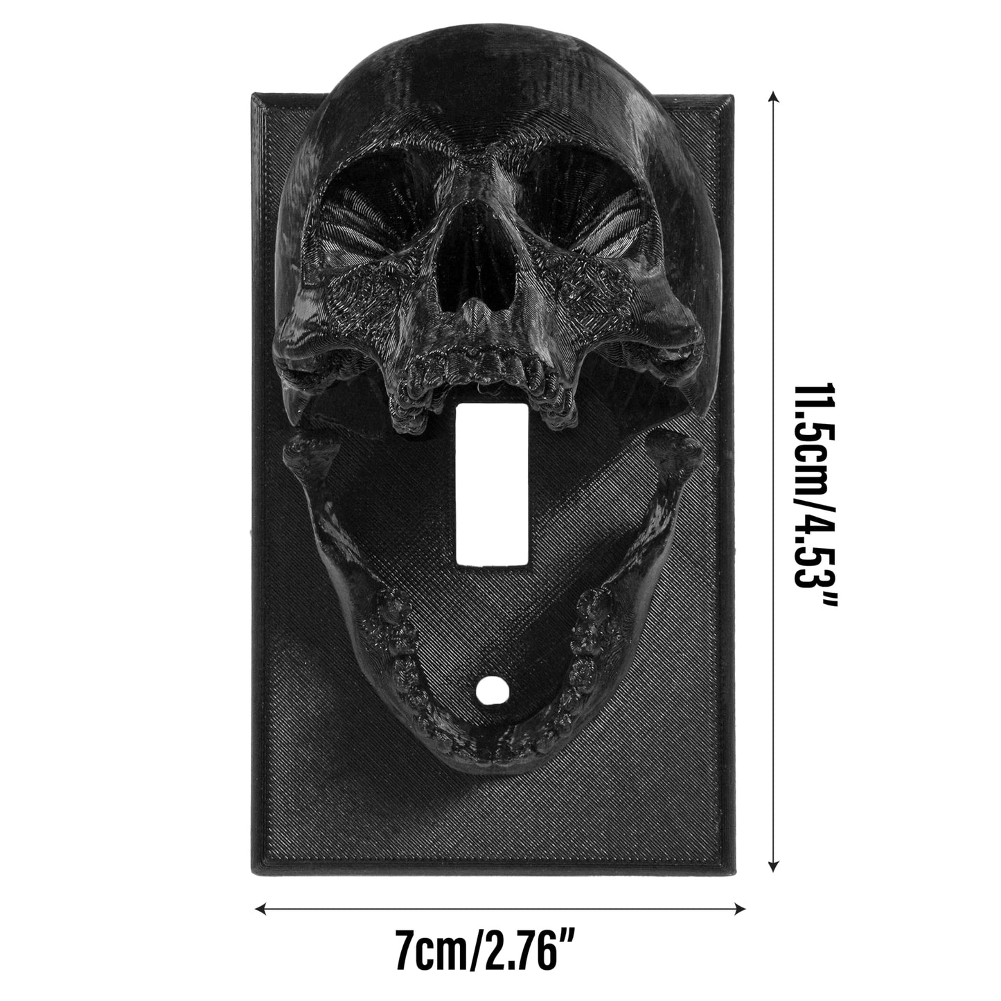 Gothic Skull Light Switch Cover - Goth Skeleton Lightswitch Outlet Plate Cover, 3D Printed Fun Single Toggle Standard Size for Bedroom Home Halloween Wall Decor, Black