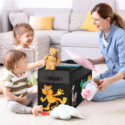 Extra Large Toy Box, Collapsible Sturdy Toy Storage Organizer with Lids, Dinosaur Storage Box for Boys Girls, 42"x16"x14" Kids Bin Chest Baskets for Living Room, Playroom, Bedroom, Nursery, Black