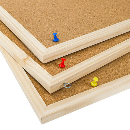 Lyellfe 4 Pack Cork Bulletin Boards, 15.7 x 12 Inch Thick Cork Tiles with Frame Push Pin Hanging Rope, Double Side Rectangle Message Notice Board for Office School Home Decor
