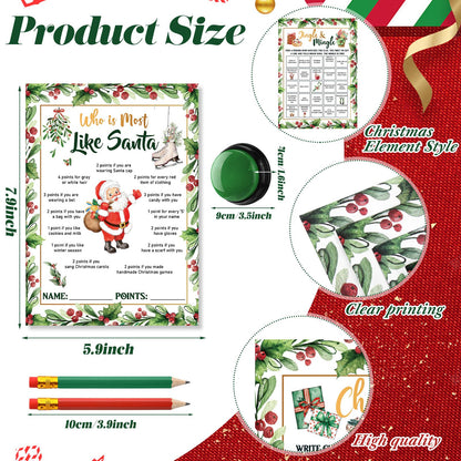 Fullhawl 124 Pcs Christmas Trivia Games Cards with Buzzers and Answer Pencils Bulk Christmas Family Game Cards for Adults Friends Large Group Festival Guessing Activity Holiday Party(Flowers)
