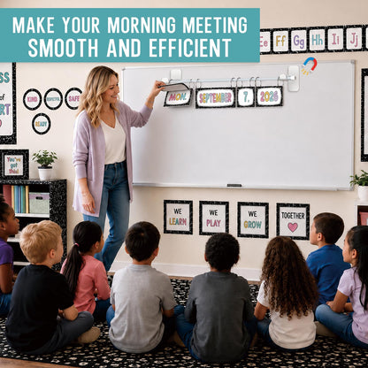 Magnetic Flip Calendar for Classroom - Composition Notebook Date Flip Calendar Set with Magnetic Rod for Classroom Home Whiteboard, Pastel Back to School Decor for Teacher Supplies