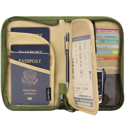ZOPPEN Rfid Passport Holder Travel Wallet Family Documents Organizer Travel Accessories for 6 Passport, with Vaccine Card Slot Fits 4.3 X 3.5 inches Vaccine Card #06 Green