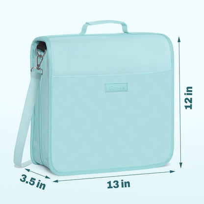 SUNEE Zipper Binder 3 Ring, 3 Inch O-Ring with Handle and Shoulder Strap, 600-Sheet Capacity, 5-Tab Expanding File Folder, Multi-Pockets for Middle School Organizer Binder with Zipper, Sky Blue