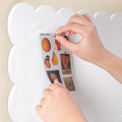 Lightomorrow Scalloped Bulletin Board, 36 x 24 Inches Felt Pin Board - Decorative Cork Alternative for Wall, 3' x 2' Foldable Picture Self-Adhesive Vision Prayer Board with 20 Pushpins - White