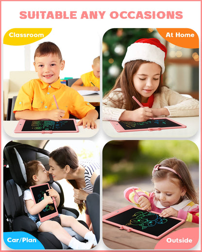 Bravokids Toys for 3 Years Old Girls Boys, LCD Writing Tablet 10 Inch Doodle Board, Electronic Drawing Pads, Educational Birthday Gift for 3 Years Old Kids Toddler (Light Pink)