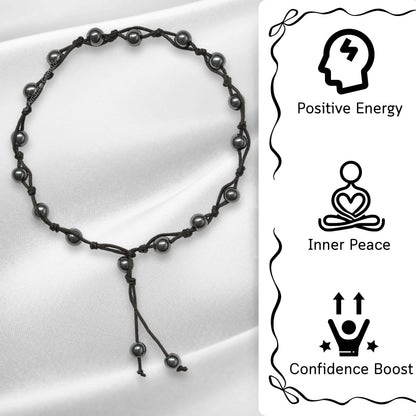 Amazing Gemstone Hematite Anklet Ankle Bracelets for Women - Waterproof Beaded Healing Crystal Anklets, Plus Size Chakra Gemstone Bead Anklet (Stretchy Adjustable - Hand Knotted)
