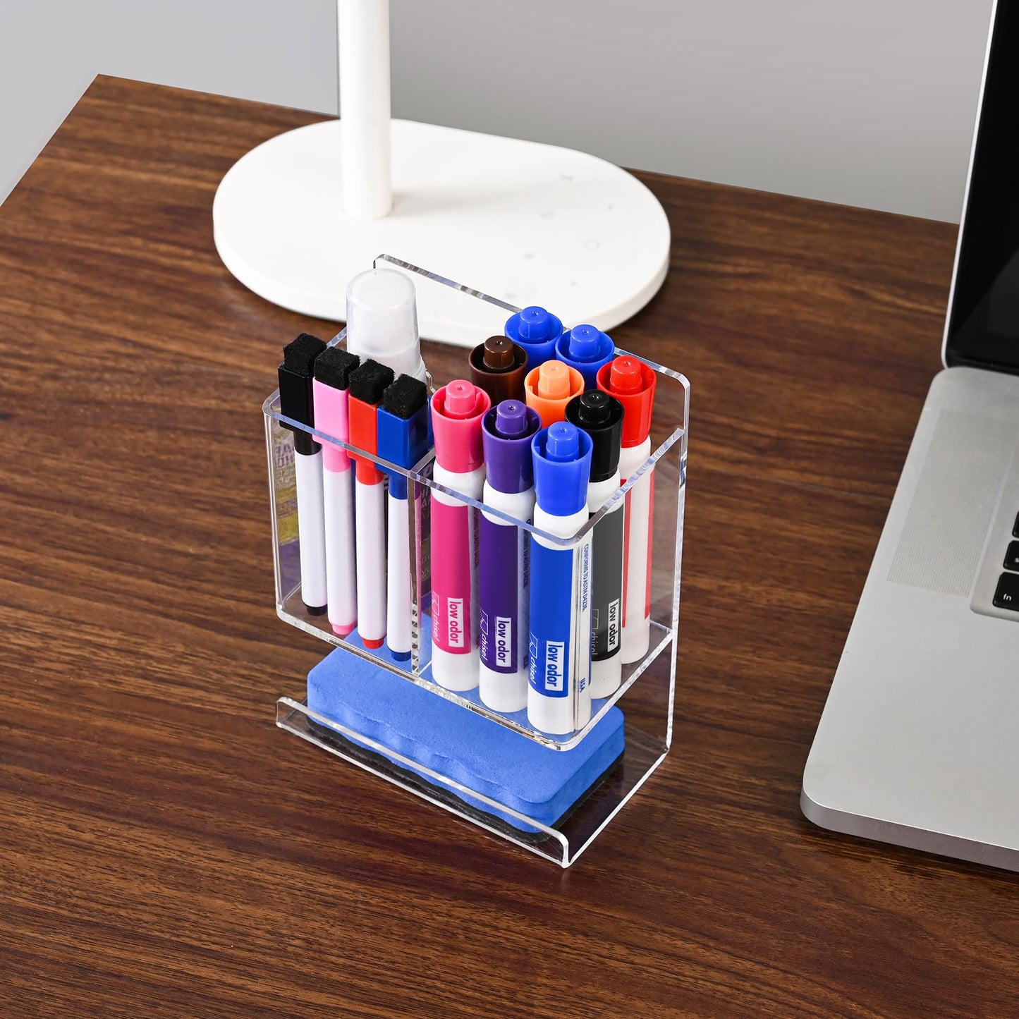 VieFantaisie Dry Erase Marker Holder, Wall Mounted Marker Holder for Remotes, Makeup, Acrylic Pen Organizer for Whiteboard, Office, Classroom, Wall Pen Pencil Storage for Classroom Organization