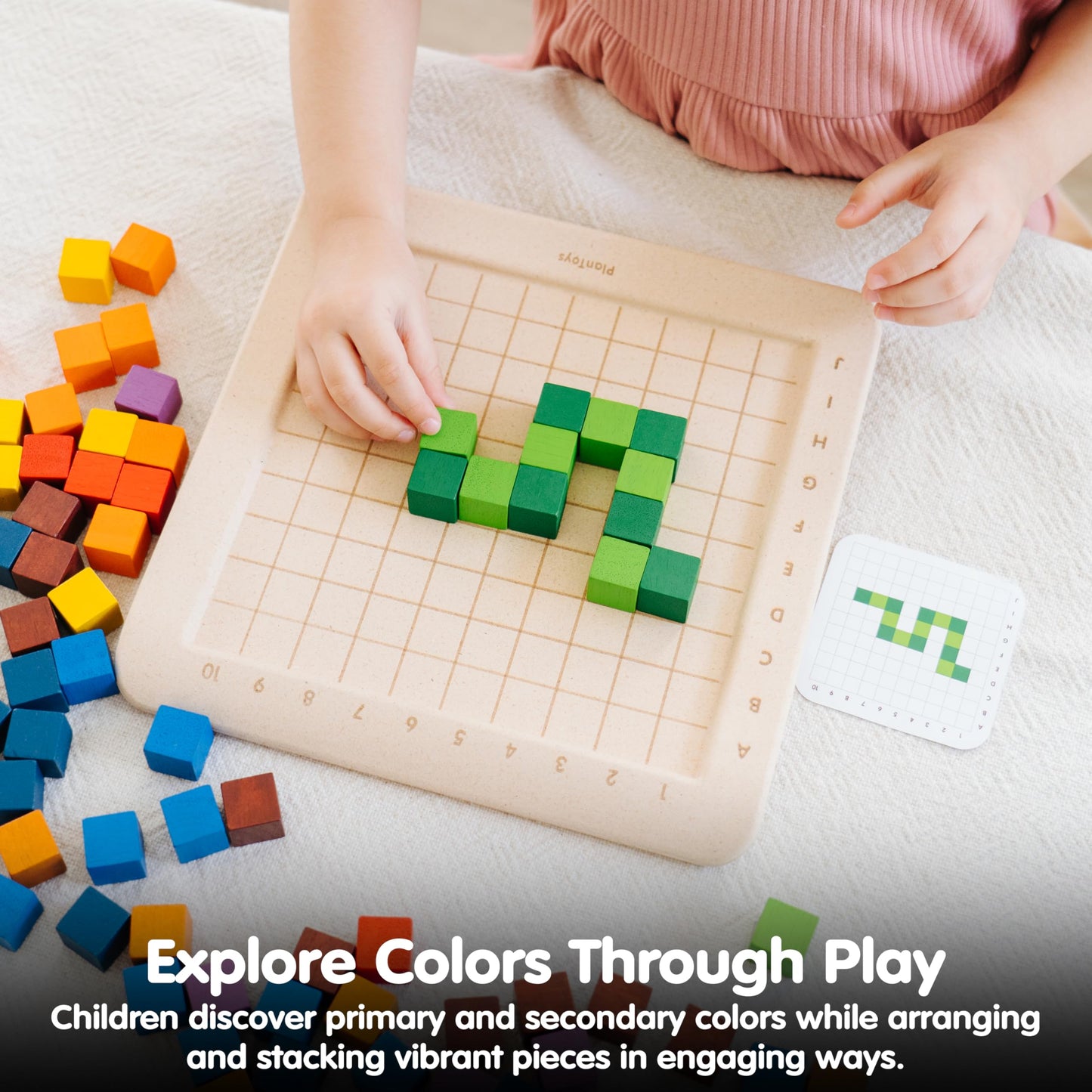PlanToys® 100 Counting Cubes Wooden Montessori Math and Sorting Set | Early Numeracy, Colour Matching, Pattern Making and Logic Exploration | Eco Friendly Educational Cubes for Hands On Learning