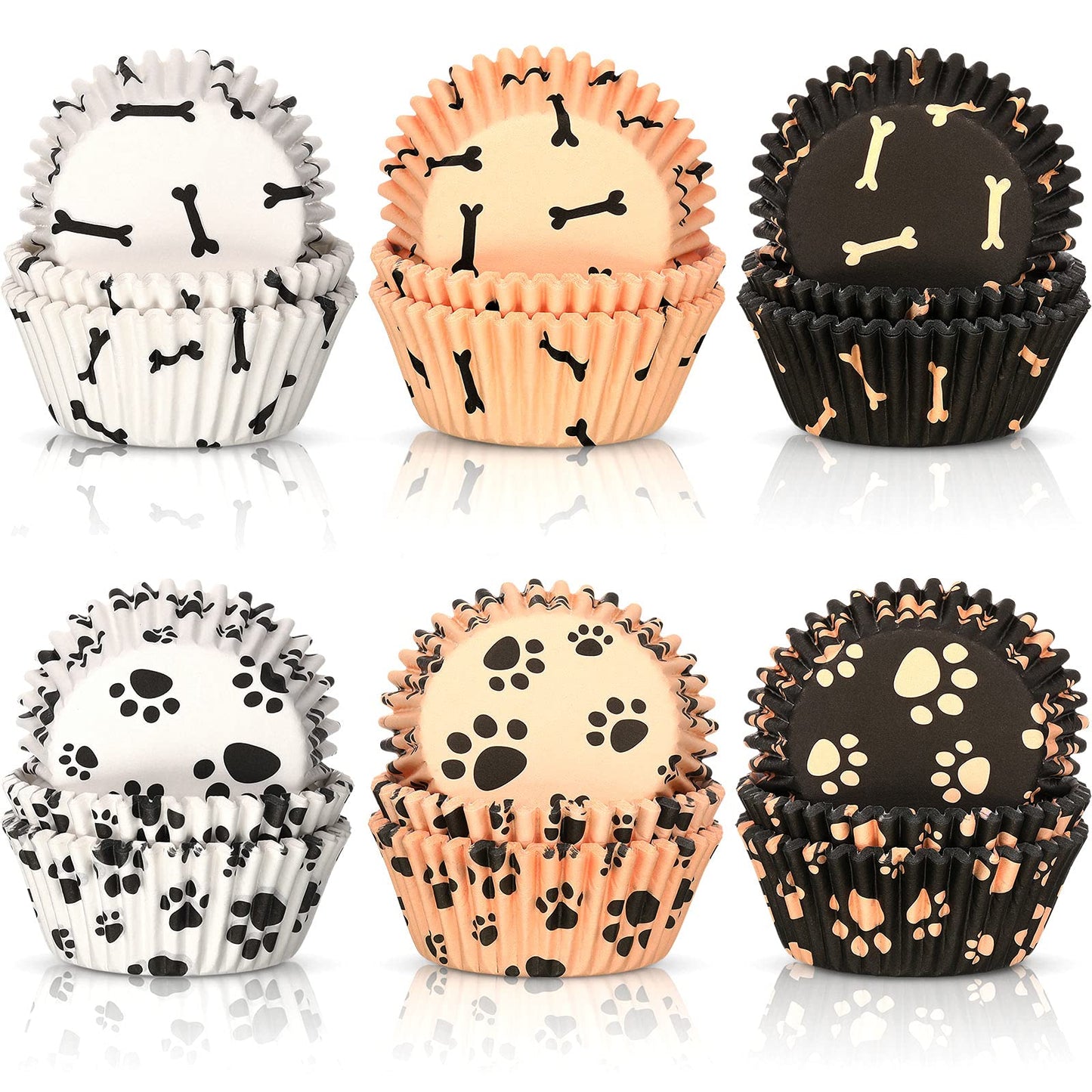 600 Piece Paw Bone Print Cupcake Liners Puppy Dog Theme Cupcake Holders Nonstick Baking Cups Paper Muffin Cakes for Birthday Wedding Animal Favor