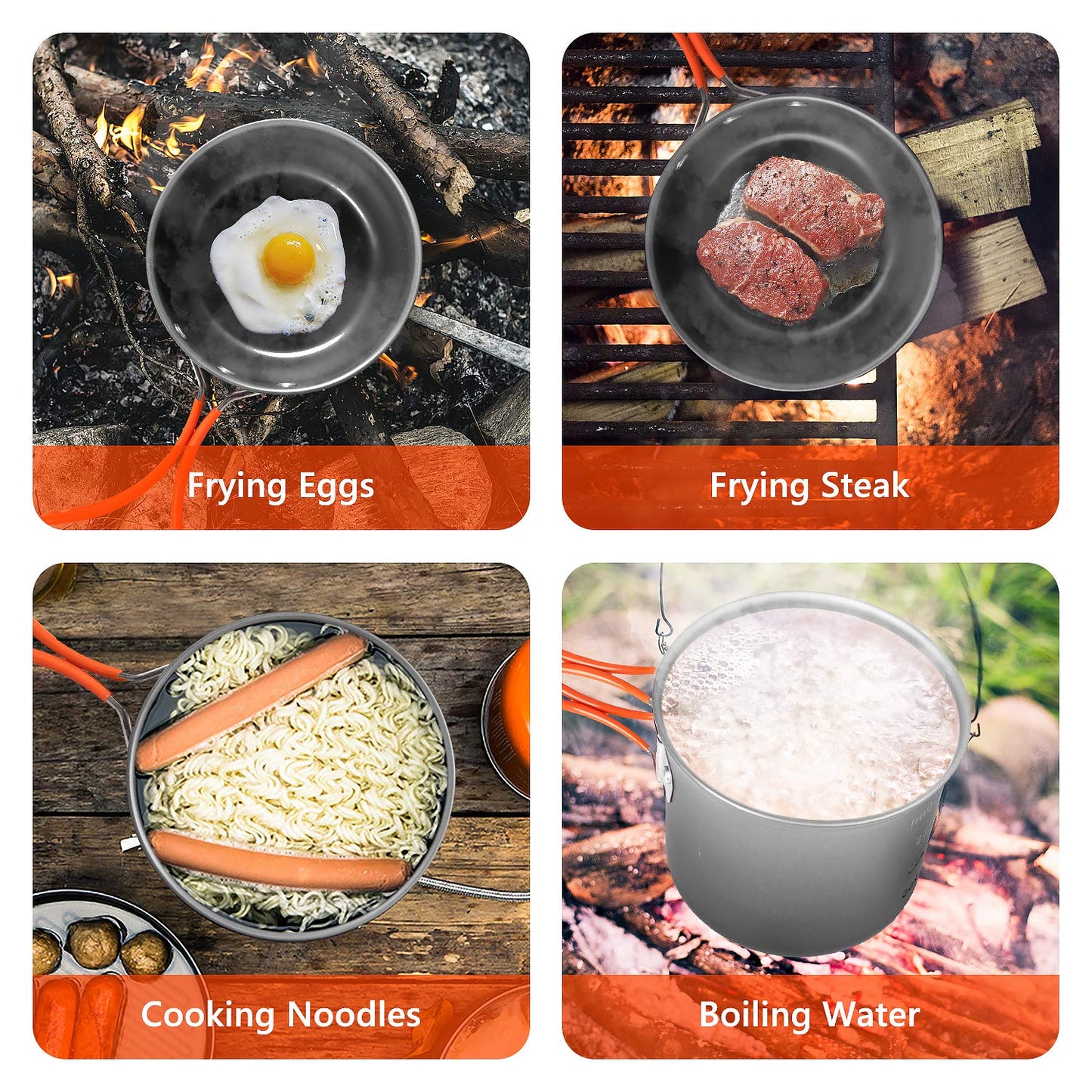 Camping Cookware Set with Stove, Portable Camping Mess Kit with Non-Stick Pots、Pans Set and Folding Fork, Lightweight Backpacking cookware Cooking Set for Outdoor/Camping/Hiking/Picnic