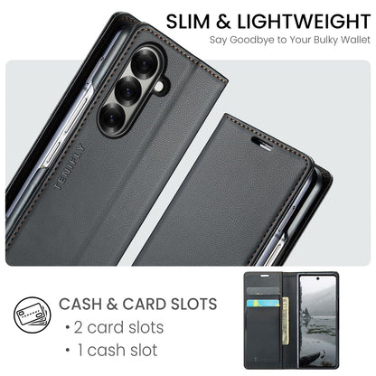 Tenifly for Samsung Galaxy Z Fold 7 Case Wallet with RFID Blocking Card Holder, PU Leather Kickstand Protective Flip Phone Cover Fit for Galaxy Fold 7 8.0", Black