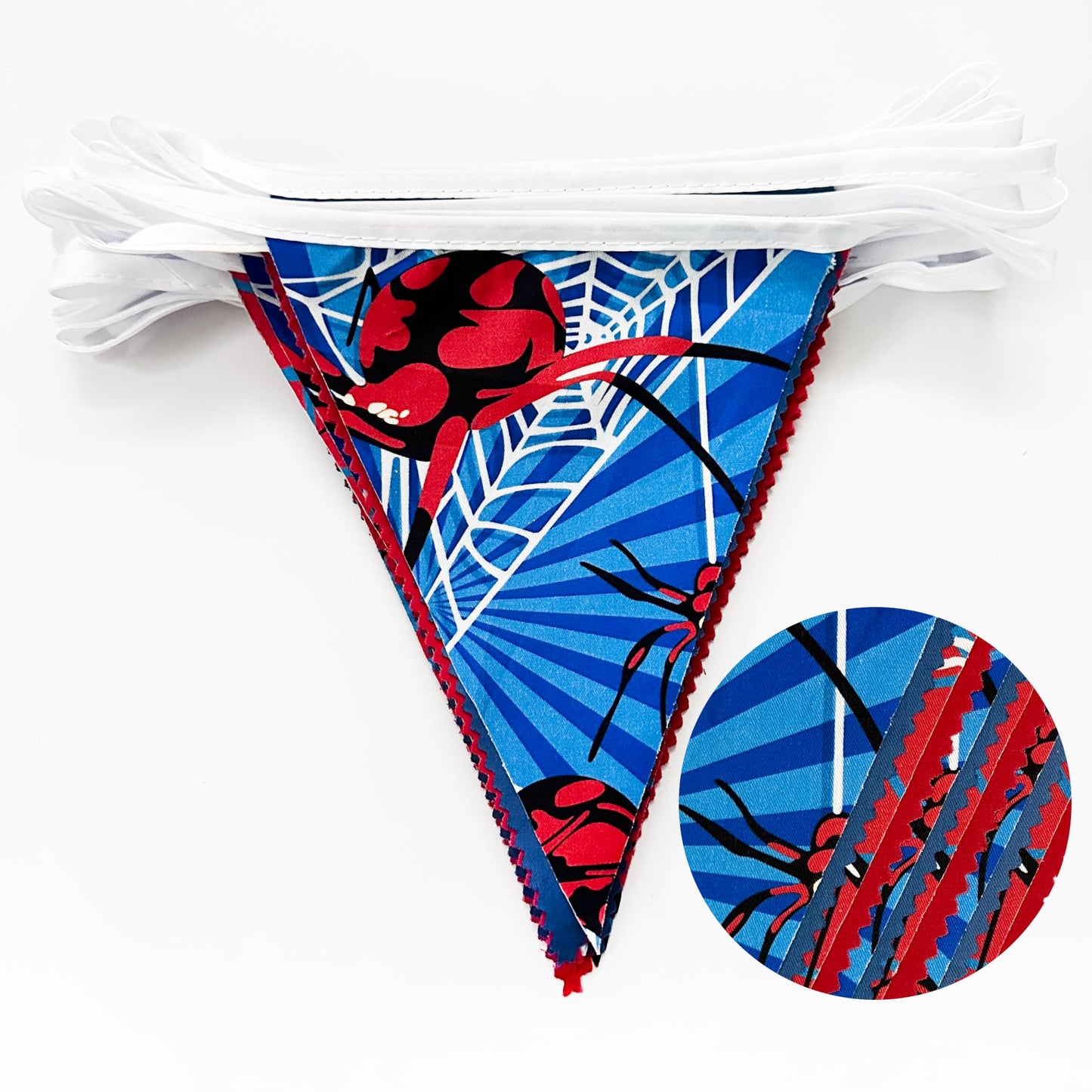 32Ft Spider Party Decorations Red Blue Spider Web Triangle Flag Pennant Banner Fabric Garland Streamer for Kids Boys Cartoon Super Heros Movie Birthday Superhero Baby Shower Party Decor Supplies