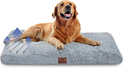 American Kennel Club Orthopedic Memory Foam Dog Crate Mat, Egg Crate Foam Cushion, Washable Cover, Non-Slip Base, Eases Joint Pain, Breathable, Durable, 42x27, Gray