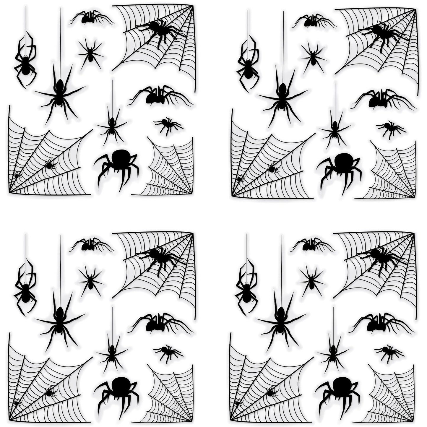 Beistle 4 Sheets (44 Pieces) Black Spider & Web Window Clings - Creepy And Realistic Looking Halloween Decorations For Spooking Up Your Home, Made In USA Since 1900