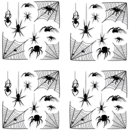 Beistle 4 Sheets (44 Pieces) Black Spider & Web Window Clings - Creepy And Realistic Looking Halloween Decorations For Spooking Up Your Home, Made In USA Since 1900
