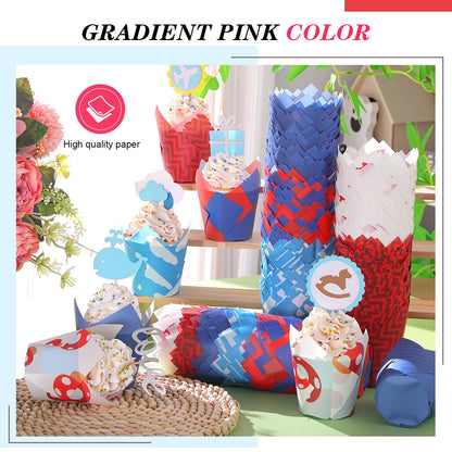 Reallnaive 500 Counts Muffin Liners Mushroom Party Decorations Red Blue Tulip Cupcake Liners Cupcake Baking Wrappers Grease Proof Cake Holders for Theme Birthday Party Supplies