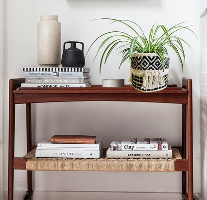 NATURE4U Boho Hand Woven Plant Basket Modern Woven Basket for 4-6.5" Flower Pot Floor Indoor Planters, Storage Organizer Rustic Home Decor, Black and White with Tassels 9” x 9"