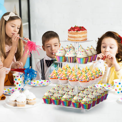 LoveDisplay Cupcake Stand, 4 Tier Cupcake Stand for 50 Cupcakes, Square Tiered Cupcake Tower, Clear Acrylic Cupcake Holder, Dessert Stands for Party, Wedding, Birthday, Baby Shower, Halloween