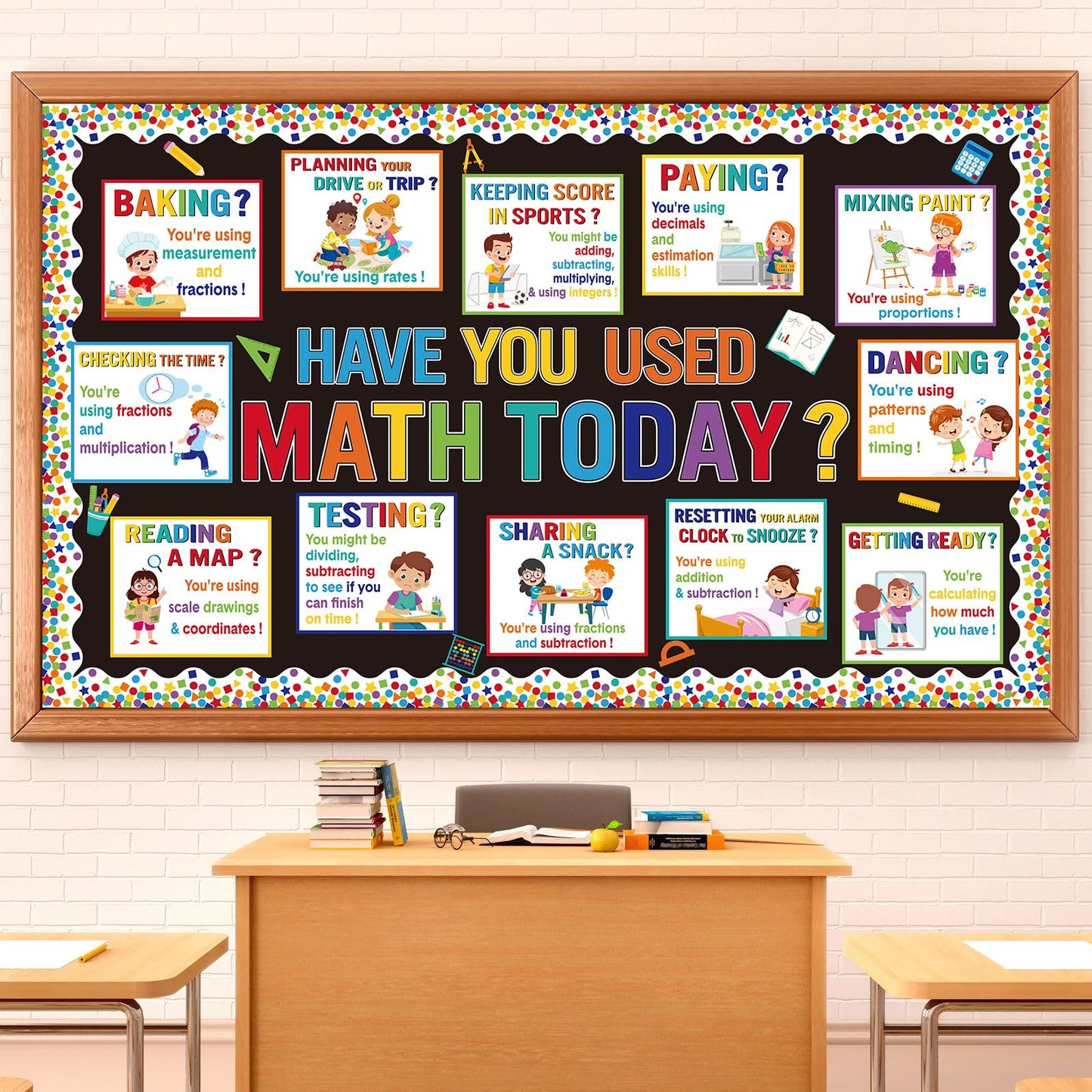 Pajean 85 Pcs Math Bulletin Board Set Math Posters Classroom Decorations for Elementary Middle High School Mathematics Education Posters Teacher Supplies (Boho)