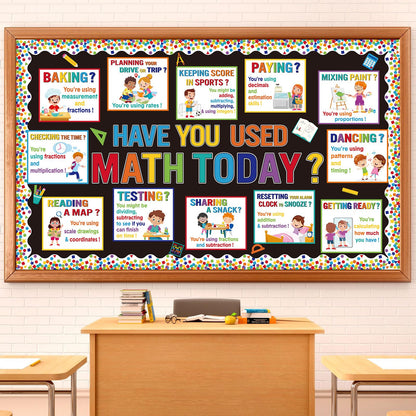 Pajean 85 Pcs Math Bulletin Board Set Math Posters Classroom Decorations for Elementary Middle High School Mathematics Education Posters Teacher Supplies (Boho)