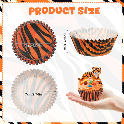 Glavatrix 300PCS Animal Print Cupcake Liners Zebra Tiger Cow Print Standard Size Muffin Cupcake Wrapper Paper Baking Cups for Zoo Safari Baby Shower Jungle Animal Theme Birthday Party Candy Cake Decor