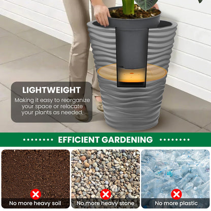 Furniok 2-Pack Round Planter Insert - Plant Pot Insert with Drainage Holes, Use Less Potting Soil, Planter Accessories for Indoor & Outdoor Use (13 inch)