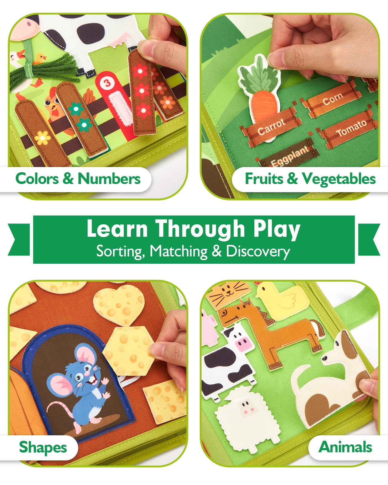 hahaland Busy Book for Toddlers 1-3 - Montessori Toys Busy Board for 1 Year Old Boy Gifts Girl Toys Educational Learning Quiet Activity Books Gifts Toddler Travel Toys for One Year Old Birthday Gift