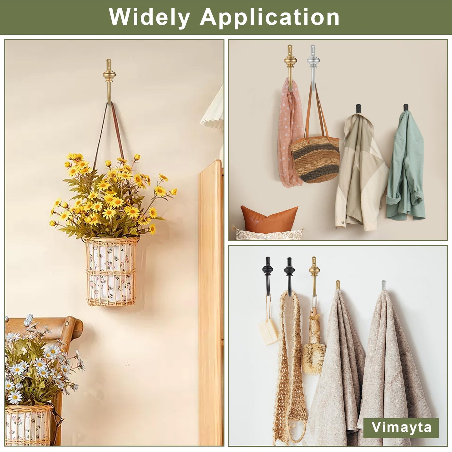 Vimayta Curtain Holdbacks 2pcs, Metal Curtains Tiebacks for Drapes Window Home Decoration, Matte Black