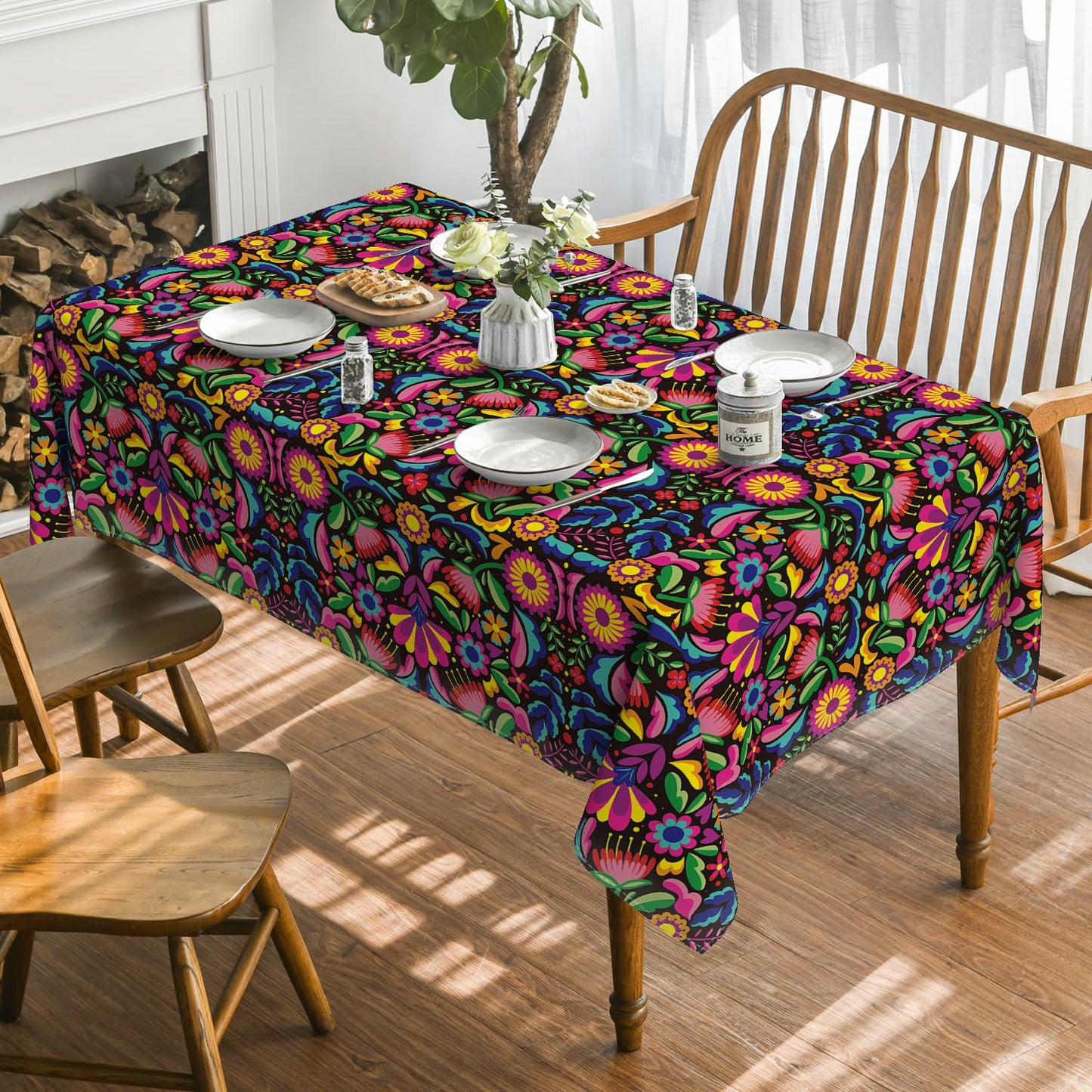 Horaldaily Mexico Tablecloth 60x84 Inch Rectangular, Halloween Cinco Dia De Los Muertos Seasonal Table Cover for Party Picnic Dinner Decor