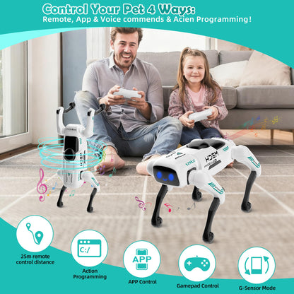 Dingdongwu Smart Robot Dog for Kids, STEM Learning Robotic Pet with Remote & APP Control, 30+ Actions, Programmable Toy, Gift for Boys Girls Age 6-12 (Compatible with iOS/Android)