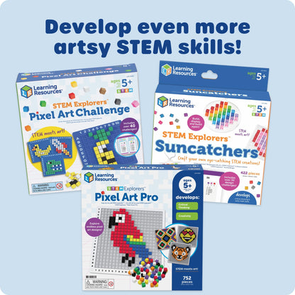 Learning Resources STEM Explorers Pixel Art Challenge - Science Kits & STEM Activities for Kids, Pattern Blocks, Fine Motor Skills, Math Manipulatives, Sorting and Counting, Gifts for Boys and Girls