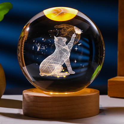 3D Cat Crystals Ball - Glass Cat Figurines & Decor for Room, Birthday or Keepsake
