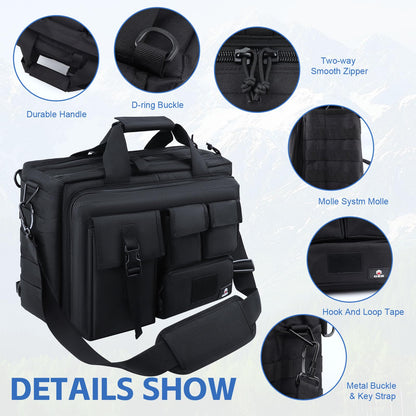 GES Tactical Messenger Bag for Men, 17.3 Inch Military Laptop Briefcase for Work, Durable Water-Resistant Computer Shoulder Bag for College & Travel