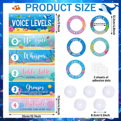 5 Pcs School Push Light and Voice Level Poster Voice Level Chart Monitor Rules Sign Under The Sea LED Tap Light Classroom Rules Poster Classroom Management Tools for Teachers（Ocean Animals Style）