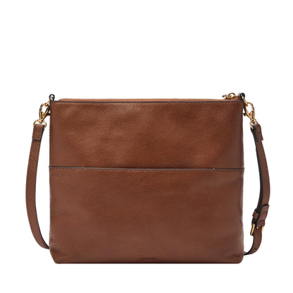 Fossil Women's Fiona Leather Small Crossbody Purse Handbag, Brown (Model: ZB7668200)